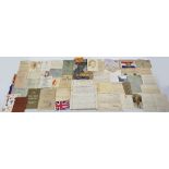 WWII ephemera to include badges, letters, release book, postcards mostly relating to Royal Signals