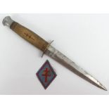 WWII Dagger, the handle marked with French Resistance Cross of Lorraine together with a Cross of