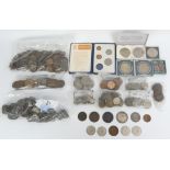 A collection of mostly British coins, along with some foreign examples, including a Commonwealth