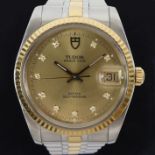 A gents Tudor Rolex 18ct and stainless steel Prince date automatic watch, 37mm including button.