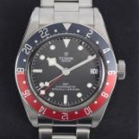 A Tudor Rolex Black Bay GMT with Pepsi bezel, boxed with spare leather strap, serial No. 1942167,