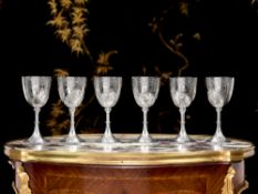 A SET OF SIX 19TH CENTURY STERLING SILVER WINE GOBLETS, LONDON, C.1870