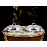 PAUL STORR: A PAIR OF STERLING SILVER ENTREE DISHES AND COVERS C.1838, FOR BARON DE MAULEY