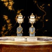 A FINE PAIR OF 18TH CENTURY MARBLE AND ORMOLU CASSOLETTES IN THE STYLE OF MATTHEW BOULTON