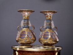 BROCARD (ATTR. TO): A PAIR OF IMPORTANT 19TH CENTURY ENAMELLED GLASS VASES FOR THE ISLAMIC MARKET