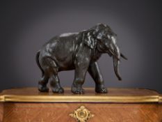A LARGE JAPANESE MEIJI PERIOD BRONZE MODEL OF AN ELEPHANT