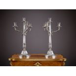 A FINE PAIR OF 19TH CENTURY SILVER CANDELABRA MAKER'S MARK FOR WOLFERS FRERES, BELGIUM