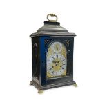 AN 18TH CENTURY EBONISED FUSEE TABLE CLOCK