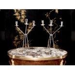 A PAIR OF MODERNIST STERLING SILVER CANDELABRA, HARRODS, 1964