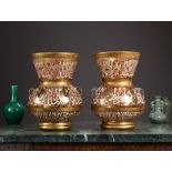 A RARE PAIR OF LATE 19TH CENTURY ENAMELLED GLASS MOSQUE LAMPS ATTR. TO BROCARD, PARIS
