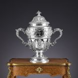 A MASSIVE STERLING SILVER EDWARDIAN CUP AND COVER, 242 OZ, MAPPIN & WEBB, 1903