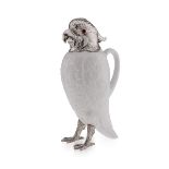 ASPREY & CO.: A STERLING SILVER AND PORCELAIN COCKATOO CLARET JUG C. 1912