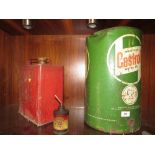 A vintage Wakefield Castrol Motor Oil 5 galloon tin A/F together with a small Esso Handy Oil can and