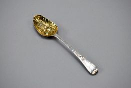 19th C. English Silver Berry Spoon.