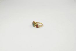 10K Yellow Gold Ring with 5 Faceted Stones.