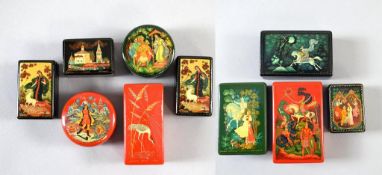 (10) Kholui Russian Lacquer Boxes, Made in USSR.