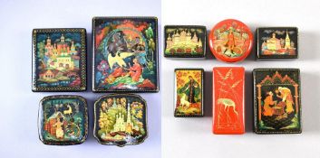 (10) Kholui Russian Lacquer Boxes.