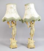 Pair of Collection Francaise Metal Figural Table Lamps.