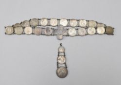 1883 Hawaiian Coin Belt & 3-Coin Fob.