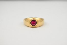14K Yellow Gold Ring with Pink Stone.