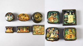 (10) Kholui Russian Lacquer Boxes.