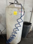 VERTICAL WHITE PLASTIC HOLDING TANK C/W PUMP (FOR WINDSHIELD WASHER FLUID)