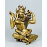 Schöne antike Vajrapani Figur vollvergoldet -Tantrische Vereinigung
