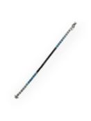 A silver line bracelet set with mixed blue colour topaz.