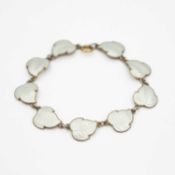 SCANDINAVIAN silver and white guilloche enamel bracelet.