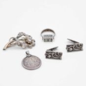 HUGO GRUN- Danish silver cufflinks, with other silver jewellery items.
