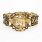 A Black Forest carved antler stretchable bracelet.