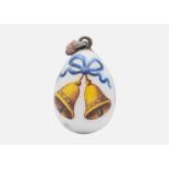 An Imperial Russian silver and enamel small egg pendant.