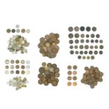 A collection of GB & World coins, including George III copper examples.