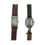 ROTARY - An Art Deco silver-cased gentleman's manual wind wristwatch. And a BULOVA Art Deco nickel-c