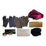 A collection of ladies' accessories and hats.