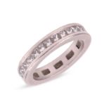 A diamond eternity ring, comprising thirty-one princess-cut diamonds in the channel setting, with an