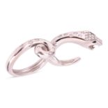 Boucheron - A diamond-set Kaa Double Trouble snake ring, the head pave-set with brilliant-cut