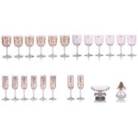 A part suite of Lalique 'Lianne Doree' crystal glassware, boxed and apparently unused, comprising