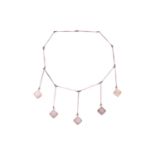 Georg Jensen - A necklace of swollen rod form with five rods each with square pendant drops,