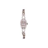 Diamond-Set Cocktail Watch Bezel: Diamond-Set Case Material: White Metal Surface Testing as 14ct