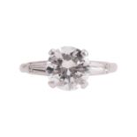 An Art Deco diamond solitaire ring, featuring a central round brilliant-cut diamond of 2.26ct, in