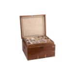 A George III matched silver canteen in fitted case, fiddle pattern, with various dates and makers,