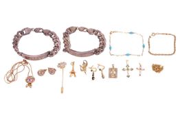 A small collection of jewellery, to include two namesake white metal curb-link bracelets, marked ‘IT
