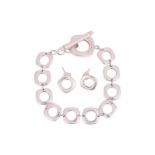 Tiffany & Co - An Elsa Peretti square cushion toggle bracelet & earrings, the bracelet designed as a