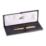 Montblanc - a cased gold-plated Meisterstuck ballpoint pen.