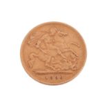 An 1899 Queen Victoria Half Sovereign, 3.9 grams.