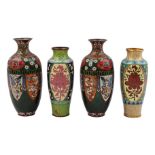 4 Oriental cloisonné vases