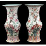 2 porcelain Famille Rose yen yen vases, 19th