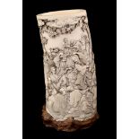 Ivory brush holder, Meiji