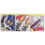 Roy Lichtenstein, offset lithograph triptych 'as I opened fire'